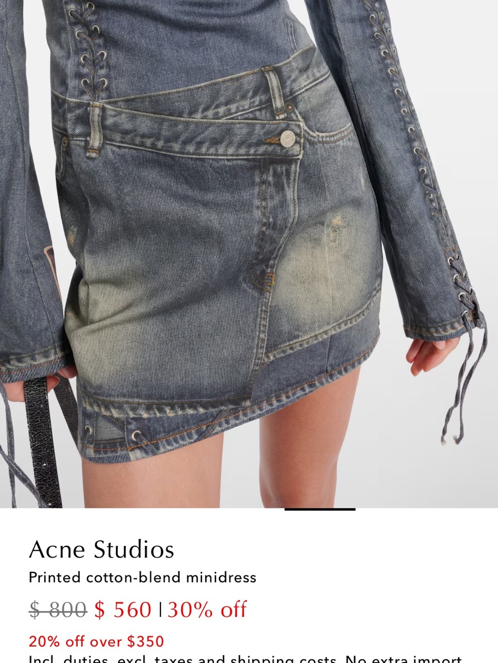 Acne Blue Faded Denim Mini Dress. Denim printed 97% cotton - Picture 7 of 13